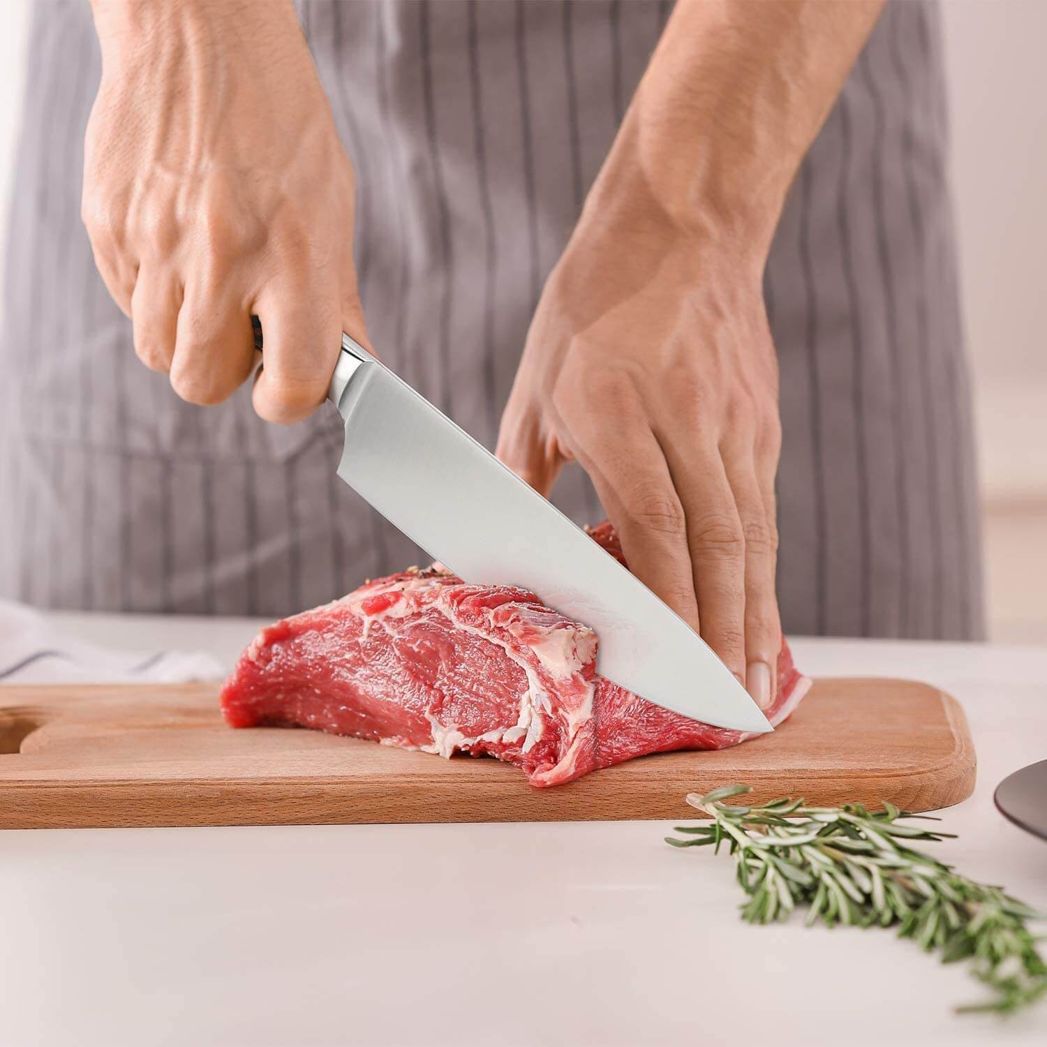 8 inch chef knife cutting steak