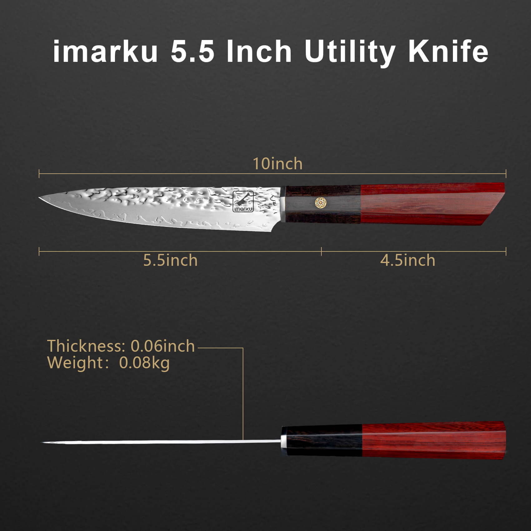 AUS10 Hammered Utility Knife 5.5" | Jaguars Series | IMARKU