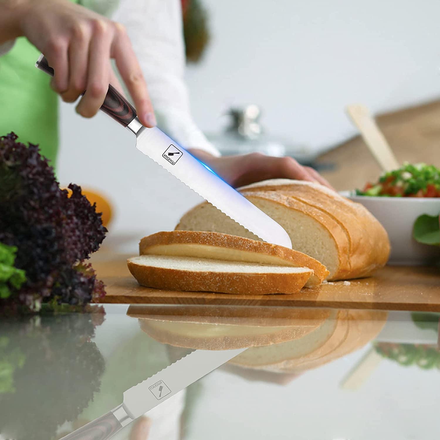 a bread knife and some bread