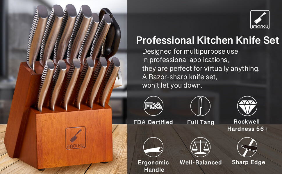 14-piece stainless steel knife set