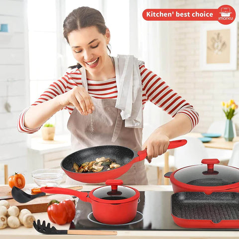 red pans and pots for electric stove