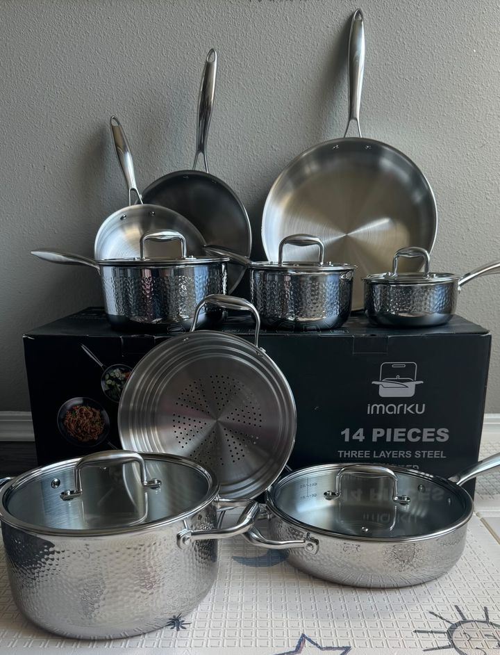 14-pc stainless steel pots and pans