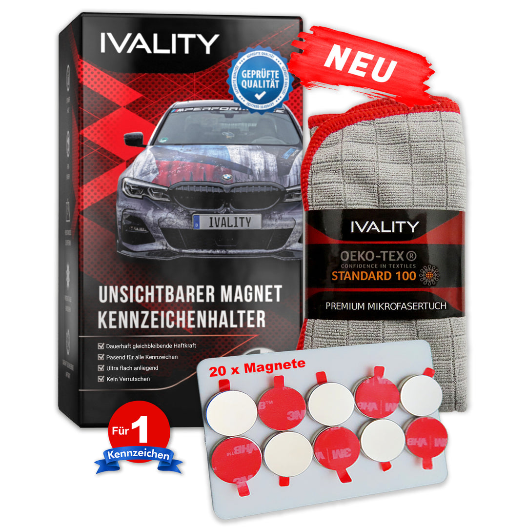 IVALITY - Magnet Kennzeichenhalter für 1x 3D Kennzeichen – Ivality