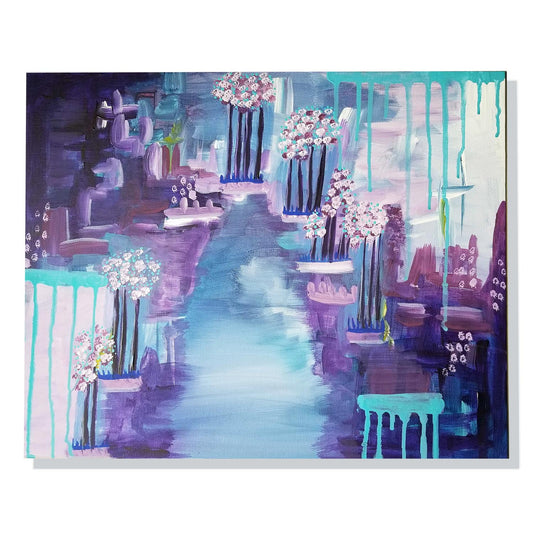 One of a Kind Abstract Painting on 11x14 Canvas in Gorgeous Purple, Bl –  Janelle's Acrylic Art