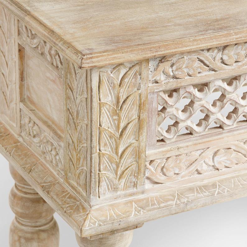 Indian Handmade Wooden Console Table | Hand-Crafted Custom Made Entryway Table
