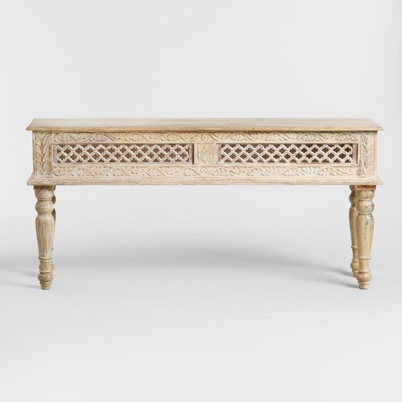 Indian Handmade Wooden Console Table | Hand-Crafted Custom Made Entryway Table