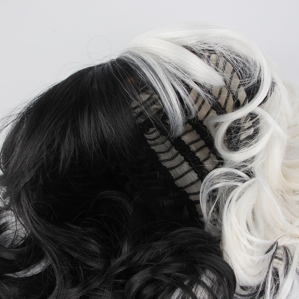 Cruella Wig Half Black And White Wigs For Costume Cosplay Women Girls Webcosplay Com