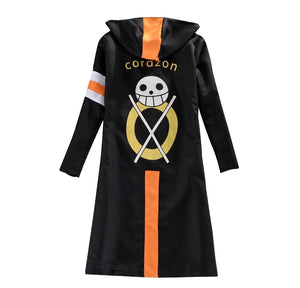 Anime One Piece Trafalgar Law 3rd Generation Cloak Cosplay Costumes Hooded Overcoat Trench Coat Halloween Outer Wear