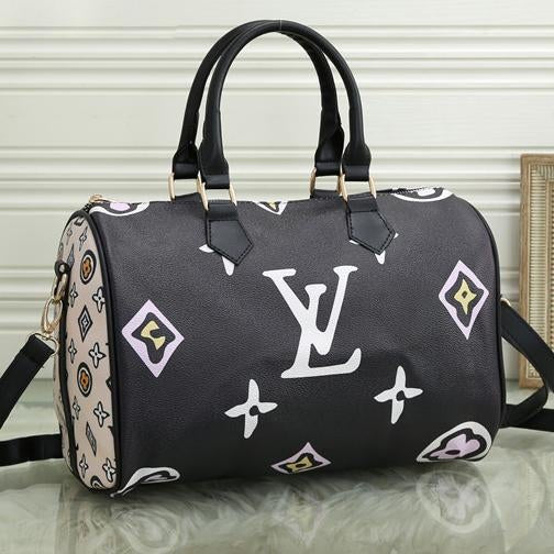 LV Louis Vuitton letter print stitching color ladies shopping ha