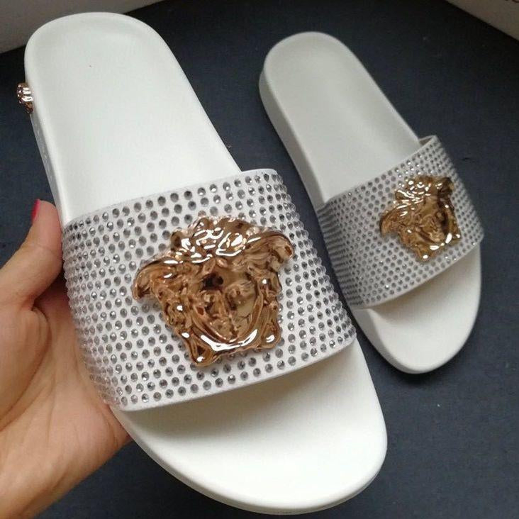 Versace fashion mens and womens luxury sandals shine slippers