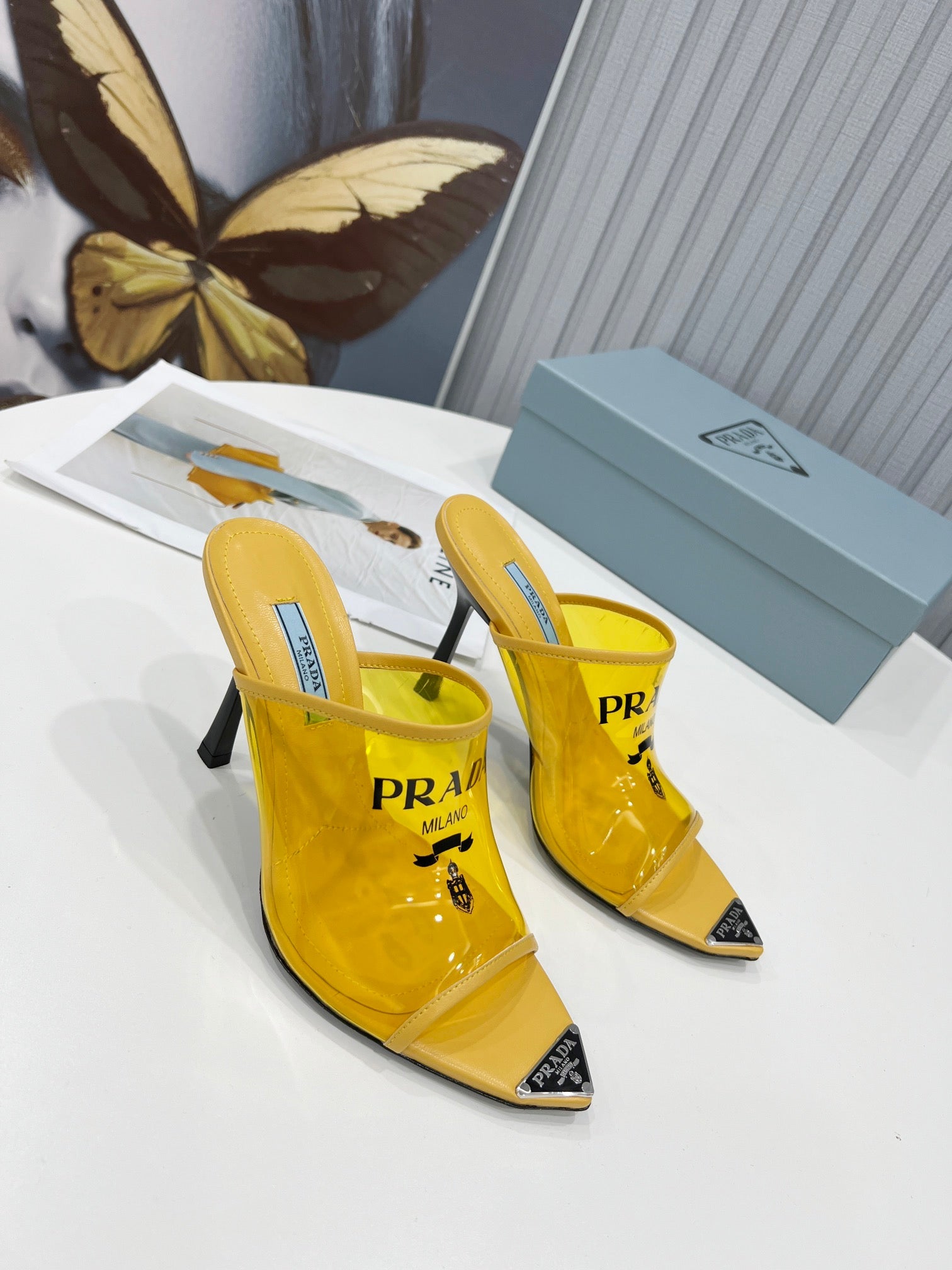 PRADA 2022 Fashion Trending Leather Women High Heels Shoes Women-12