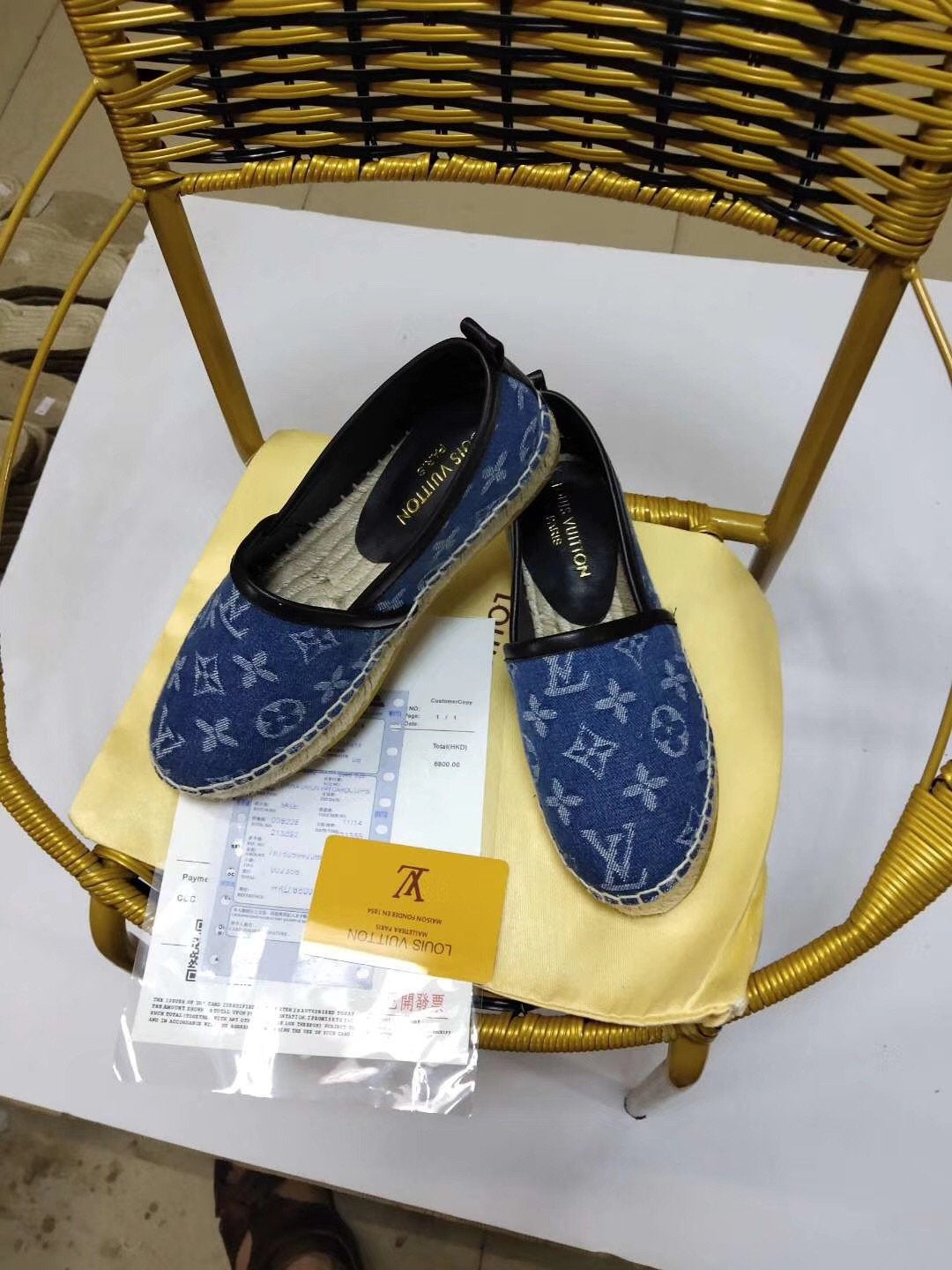 LV simple new denim canvas jacquard alphabet female fisherman sh