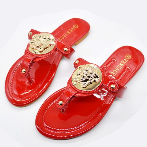 Versace fashion ladies flat heel sandals soft bottom flip flops 