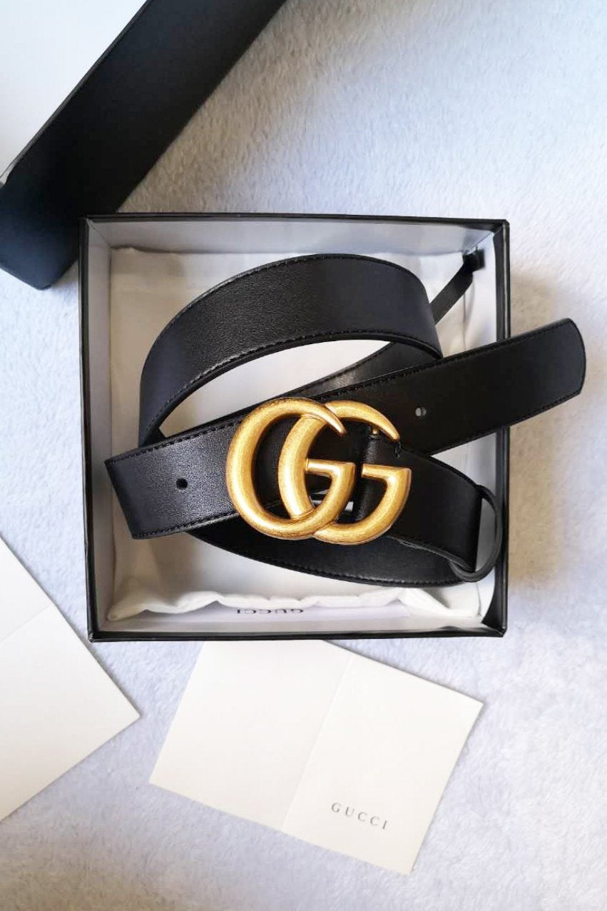 Dior GG solid color men's and women's letter buckle belt