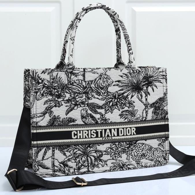 DIOR full printed letter embroidery ladies shopping messenger ba