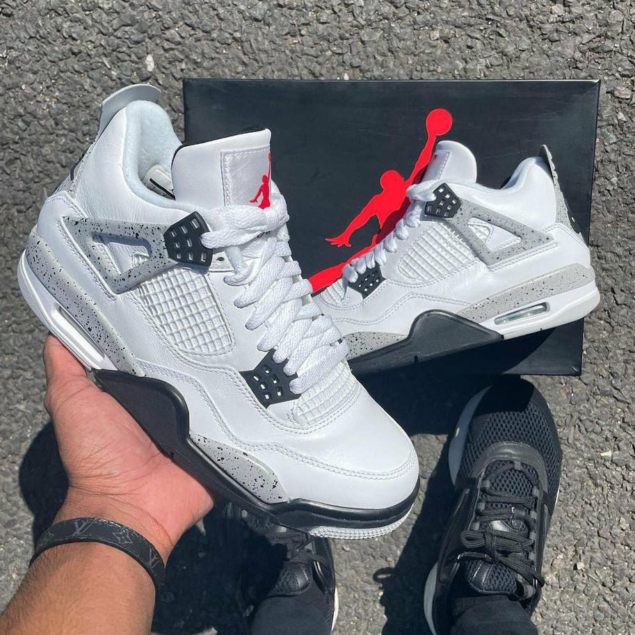 Nike Air Jordan 4 Retro White Cement Sneakers Shoes from boysmen