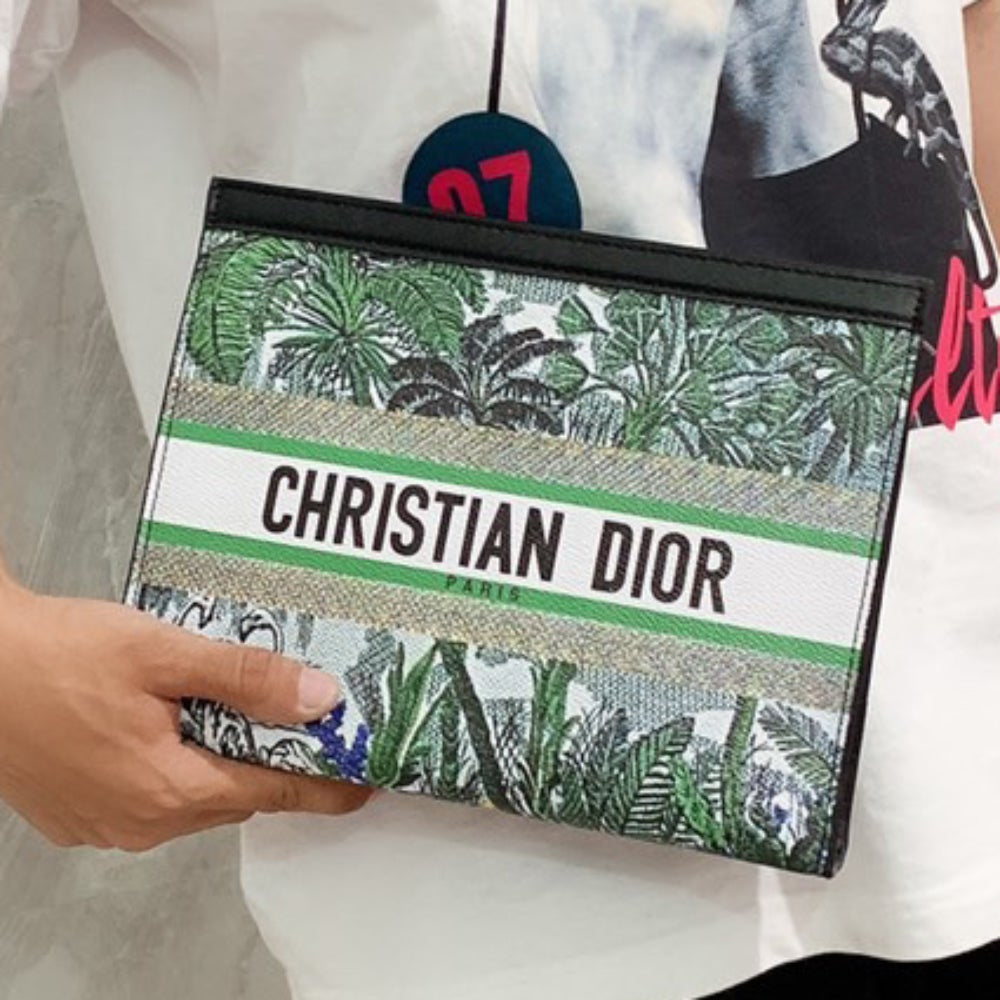 Christian Dior new letter print stitching color cosmetic bag toi