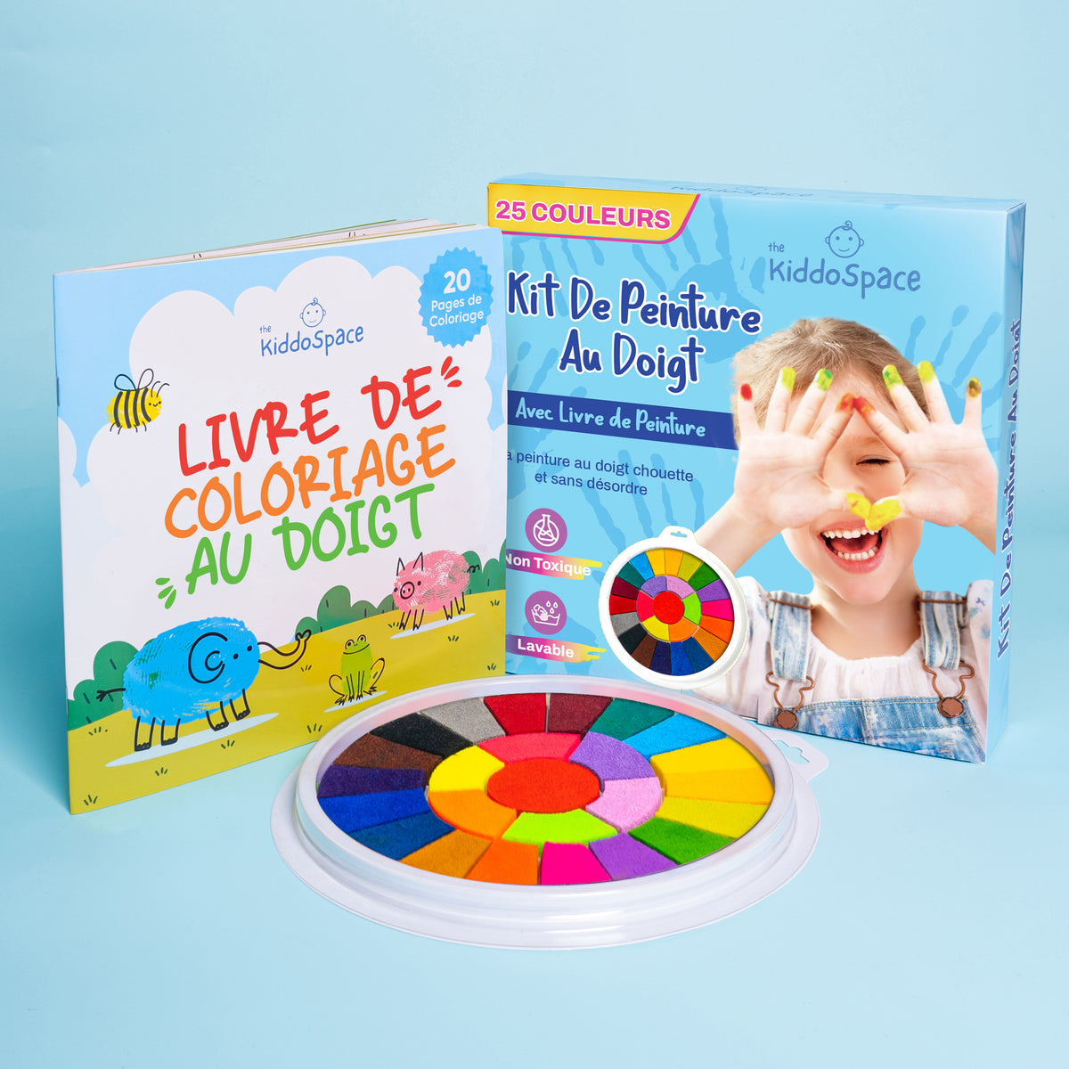 Kit de peinture au doigt amusant lavable pour enfants avec livre