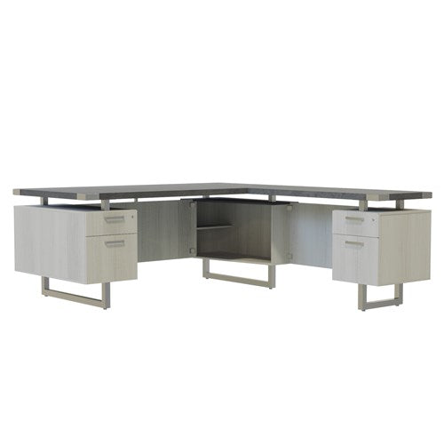 Mirella™ L-Shaped Configuration Desk, BF/BF - Stone Gray