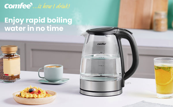 electric kettle surrounded by foods