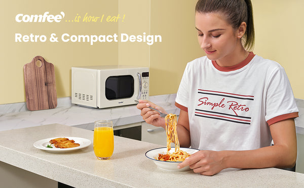 COMFEE' Retro Countertop Microwave Oven with Compact Size