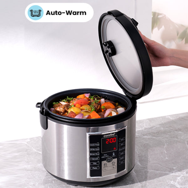 rice cooker with foods inside it