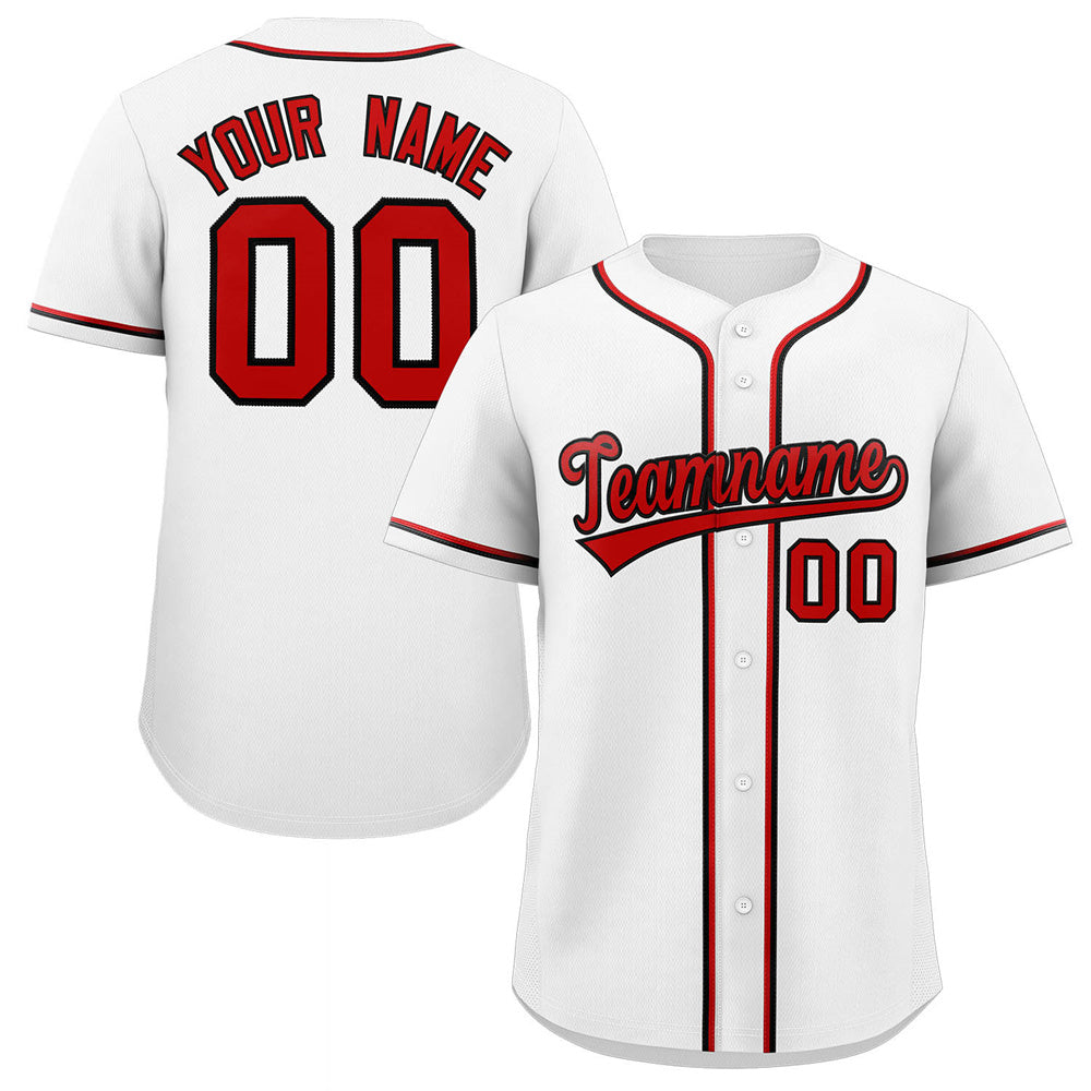 Custom Red White-Black Authentic Baseball Jersey – FiitgCustom