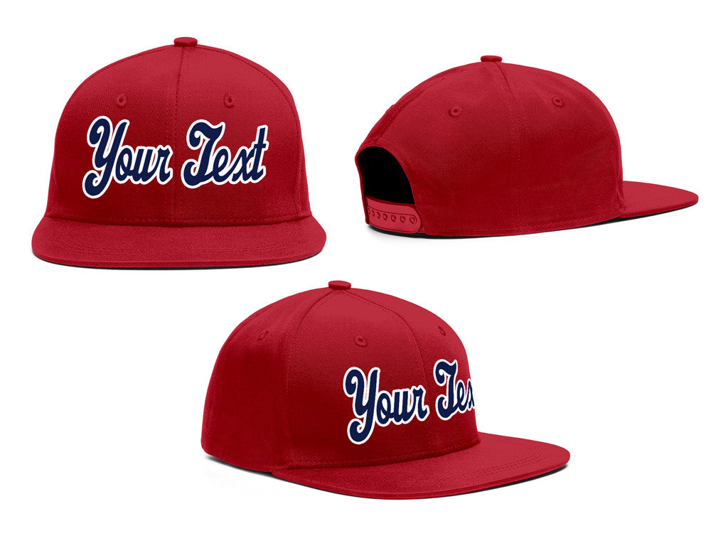 Custom New Style Red Navy White Stitched Adjustable Authentic Flat Brim Cap