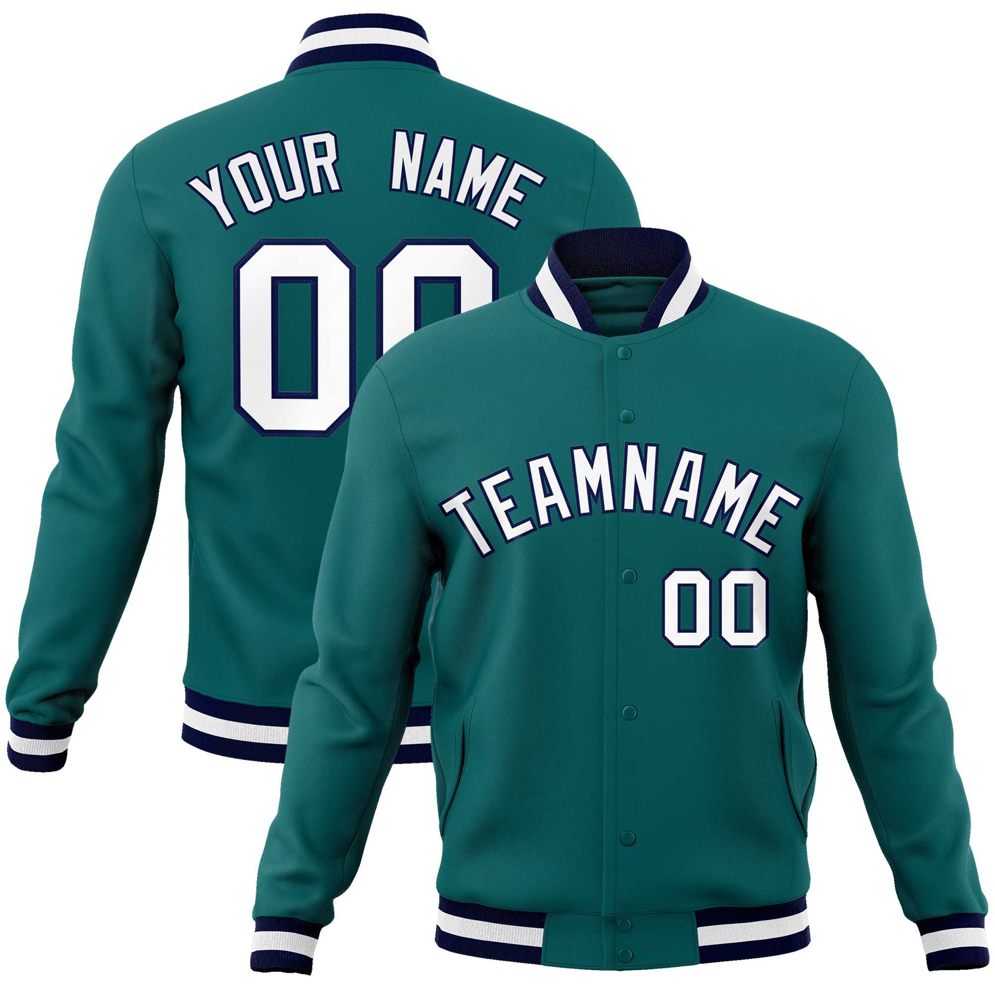 Custom Aqua White-Navy Classic Style Varsity Letterman Jacket – Outfit ...