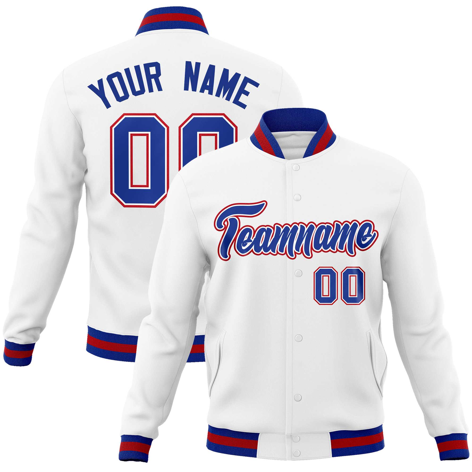 Custom White Royal-Red Classic Style Varsity Letterman Jacket – Outfit ...