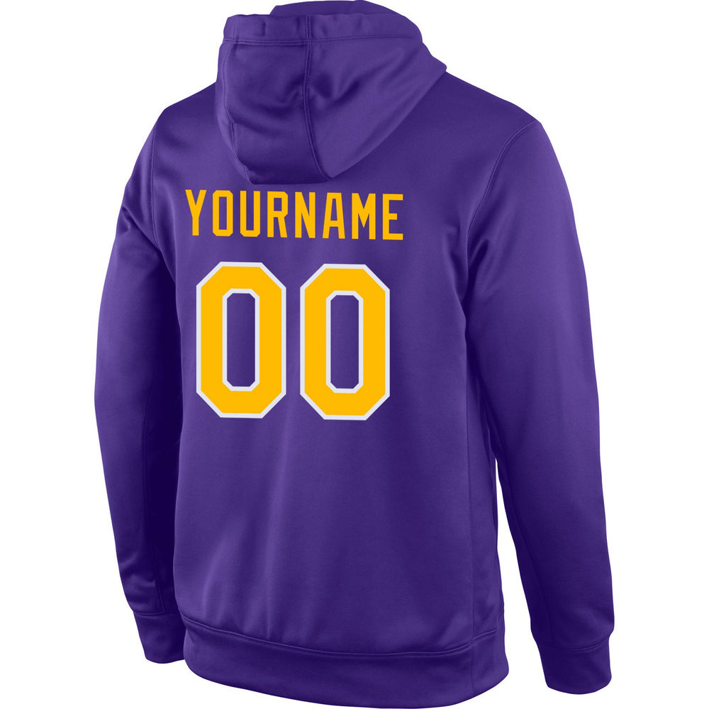 Custom Stitched Purple Gold-White Sports Pullover Sweatshirt Hoodie – KXK