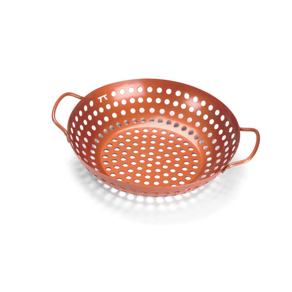 Outset® 76143 12 Diameter Stainless Steel Perforated Grill Skillet with Removable  Handle