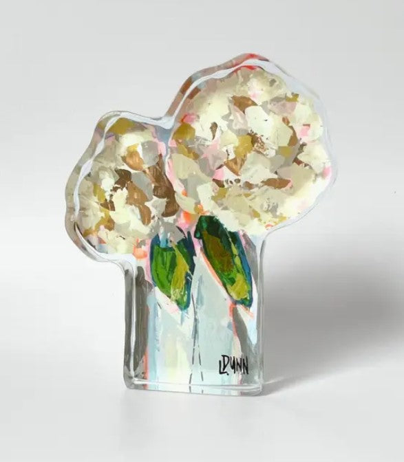 Two Hydrangea Blooms Acrylic Bitty Block