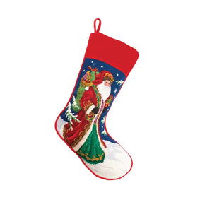 Santa Sleigh Needlepoint Stocking - Cole and Co.