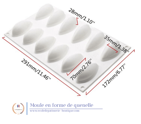 Moule en silicone en forme de quenelle