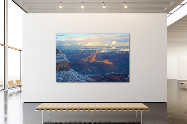 Wall Art of a Snow-Capped Grand Canyon in a Gallery