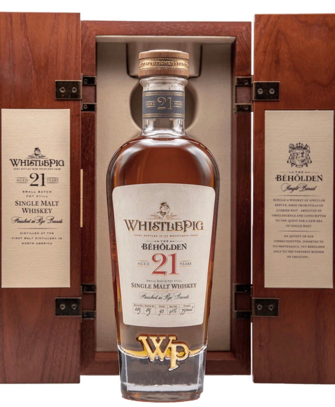 WhistlePig The Beholden 21 Year Single Malt Whiskey