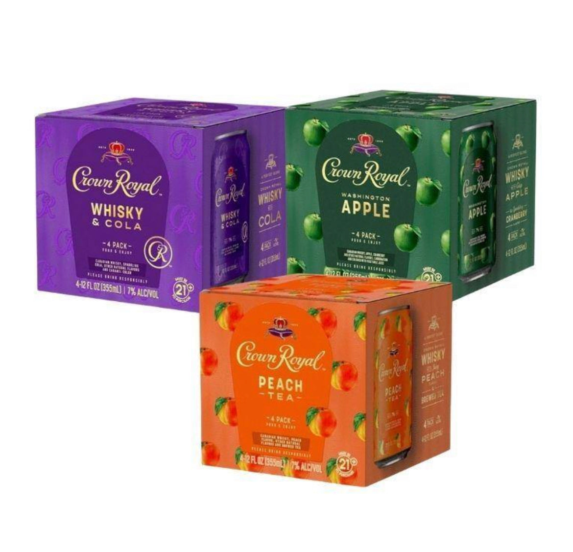 Crown Royal Whiskey & Cola, Washington Apple & Peach Tea Four Packs