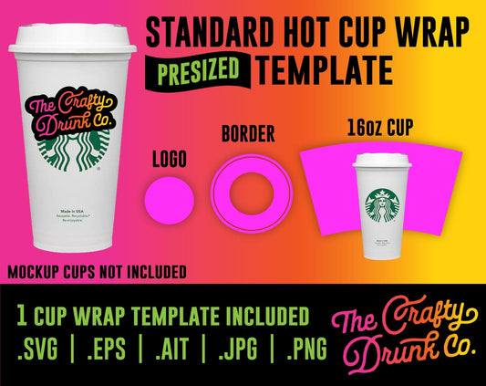 16 Oz Starbucks Reusable Hot Cup Blank Wrapper Template, Starbucks