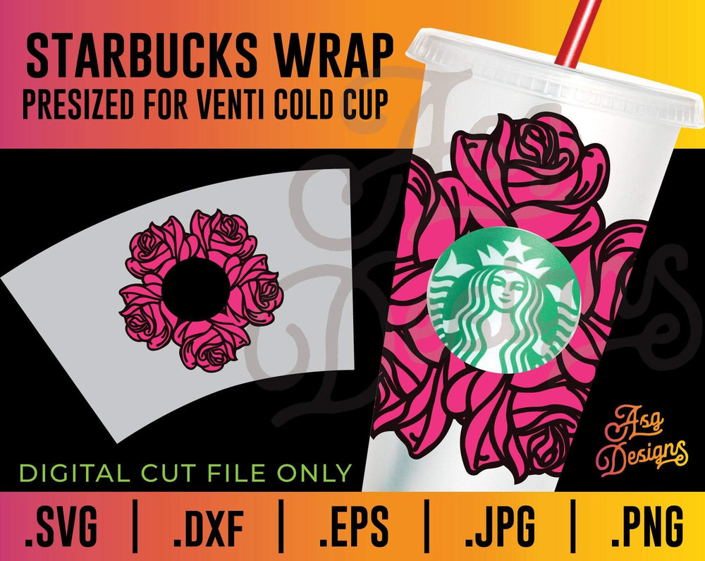 Download Roses Starbucks Cup Wrap Border Svg Thecraftydrunkco