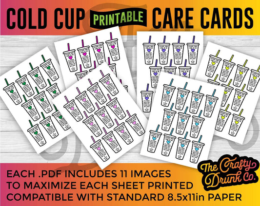 Printable Tumbler Care Cards - Small Business Print and Cut
