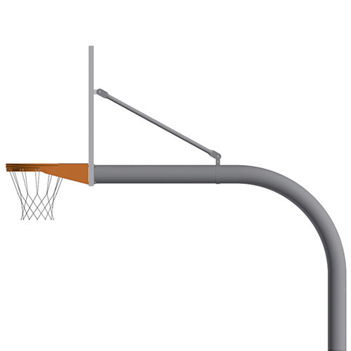 Jaypro Sports Basketball System - Gooseneck (5-9/16" Pole with 6' Offset) - 54" Aluminum Fan Backboard - Playground Breakaway Goal | 656-FABT-UB