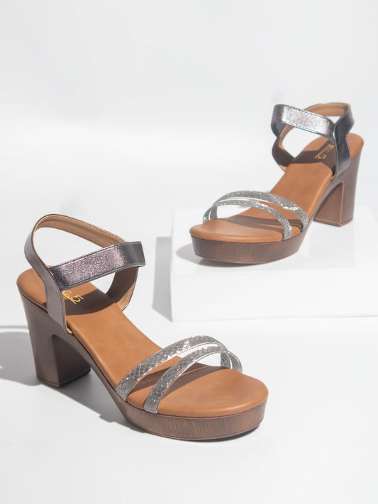 Buy Now Women Pewter Embellished Platform Heels – Inc5 Shoes