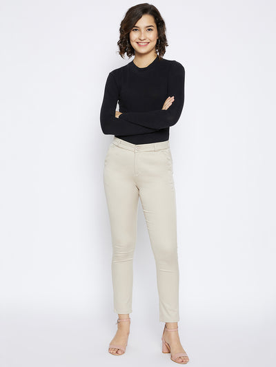 Buy PANIT Women Cream Skinny Fit Trousers Online at Best Prices in India   JioMart