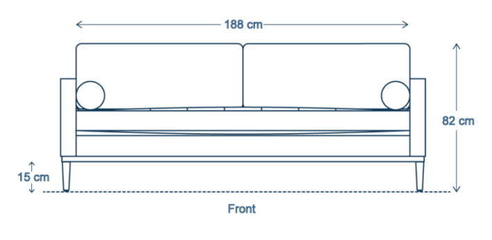Three-Seater Sofa Dimensions Front