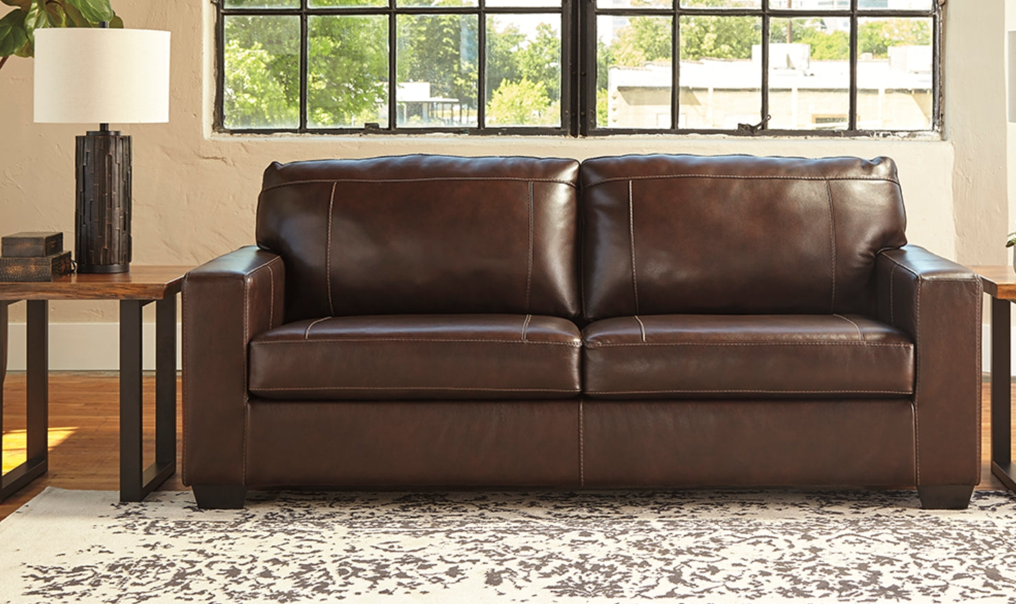 Mayan Queen Gray and Chocolate Leather Sleeper Sofa