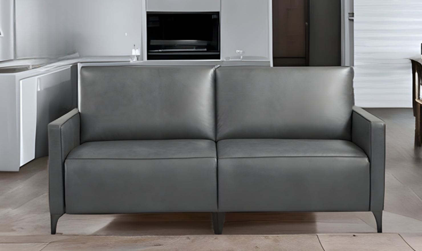 Wigan Luxury Gray Italian Leather Queen Sofa Bed