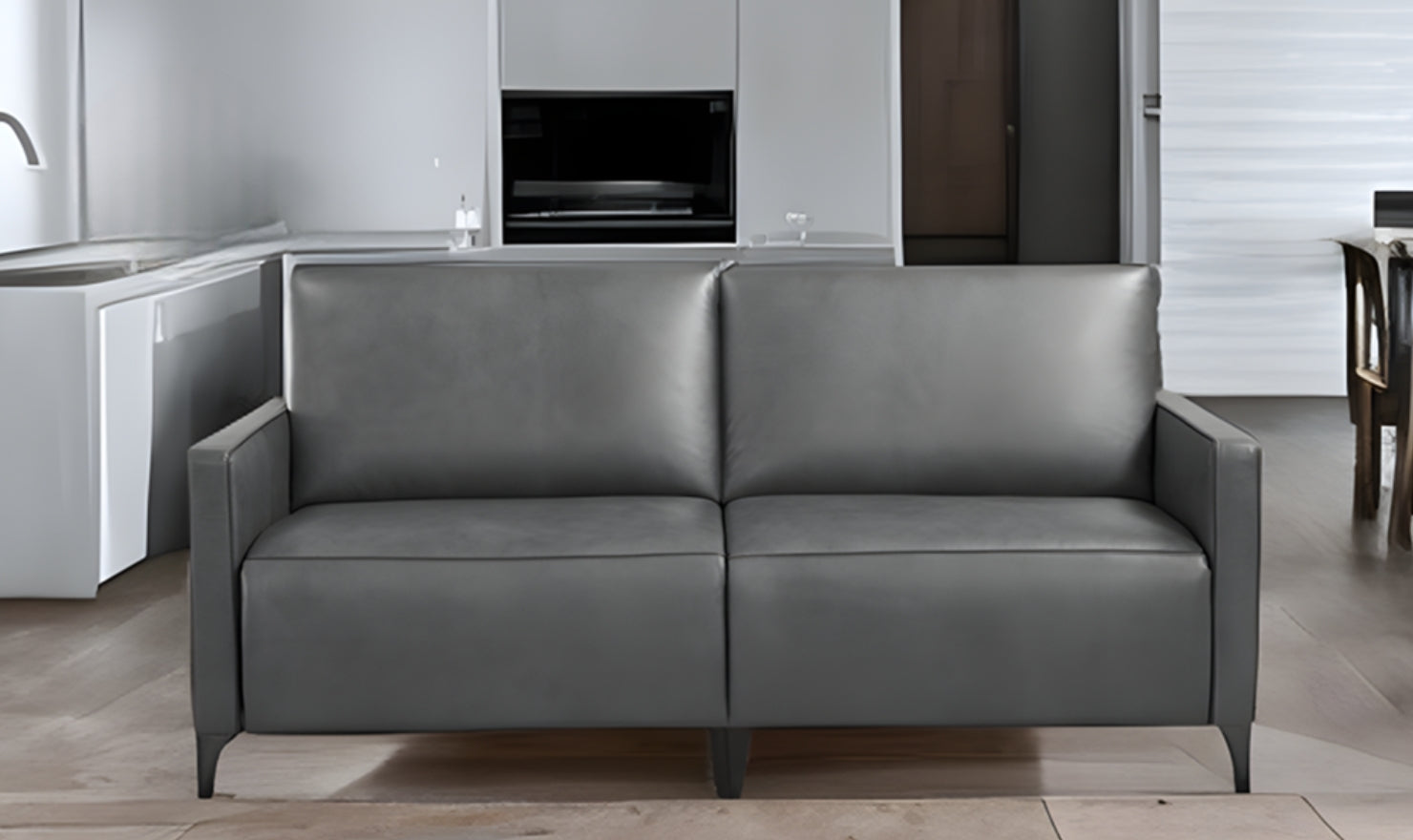 Wigan Luxury Gray Italian Leather Queen Sofa Bed