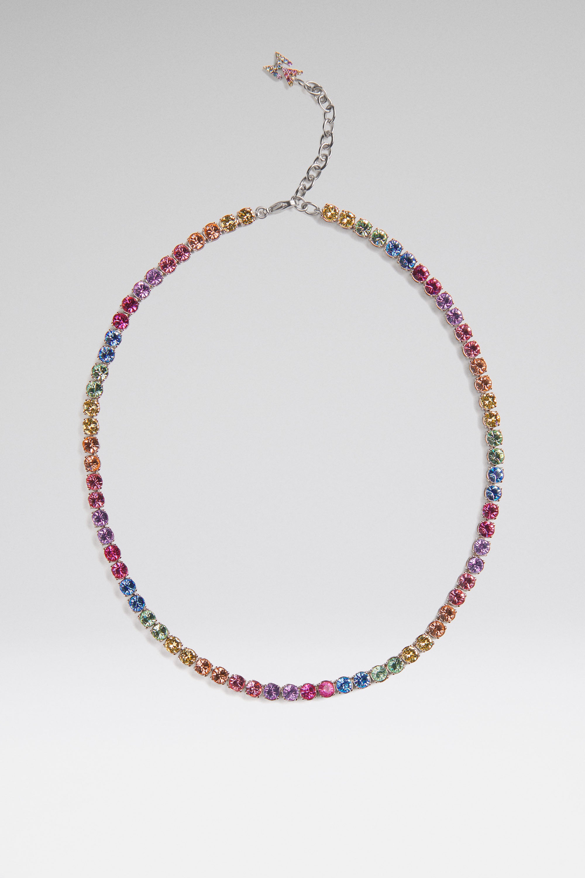 Rainbow Rhinestone Necklace, Rainbow Tennis Necklace