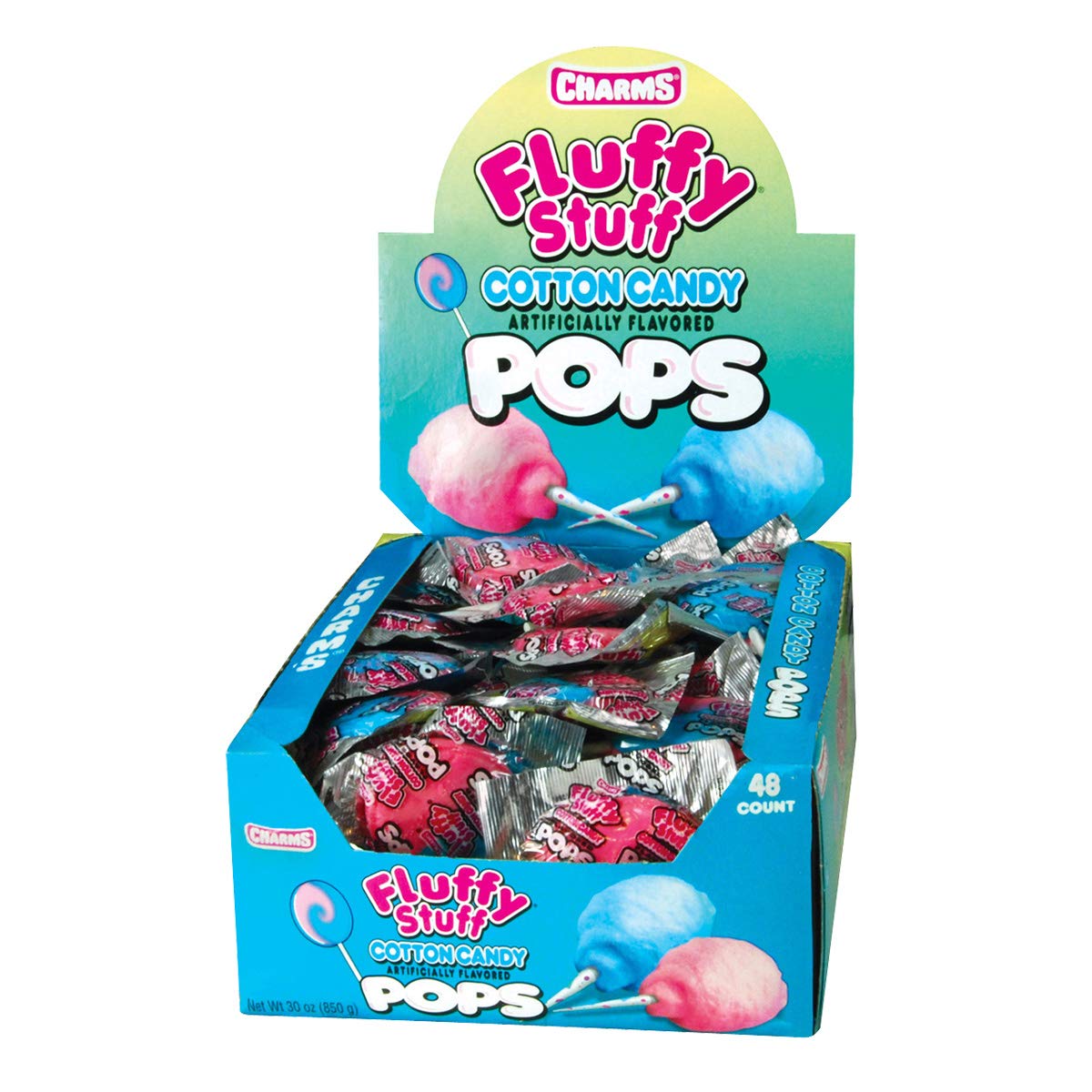 charms cotton candy flat pop 48 ct novelty 257984